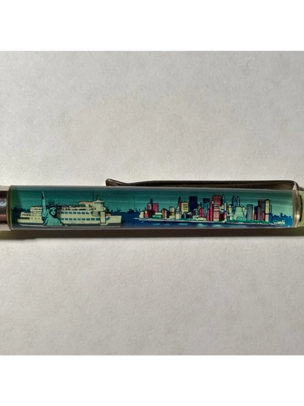 Statue of Liberty New York City Floaty Pen Ferry Boat Moves Lower Manhattan Vtg
